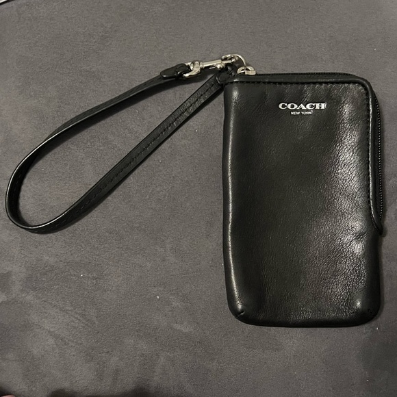 Coach Black Leather Wristlet - Picture 1 of 6